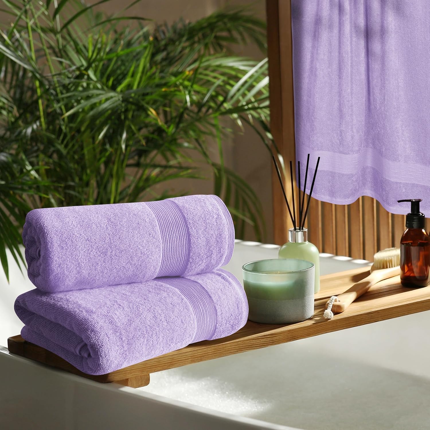 Belizzi Home 4 Pack Purple Bath Towels 27x54