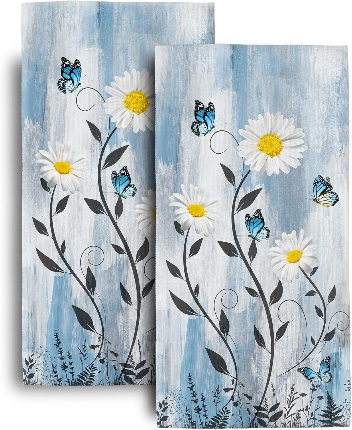 Bapcoku Butterfly Daisy Hand Towels Set of 2