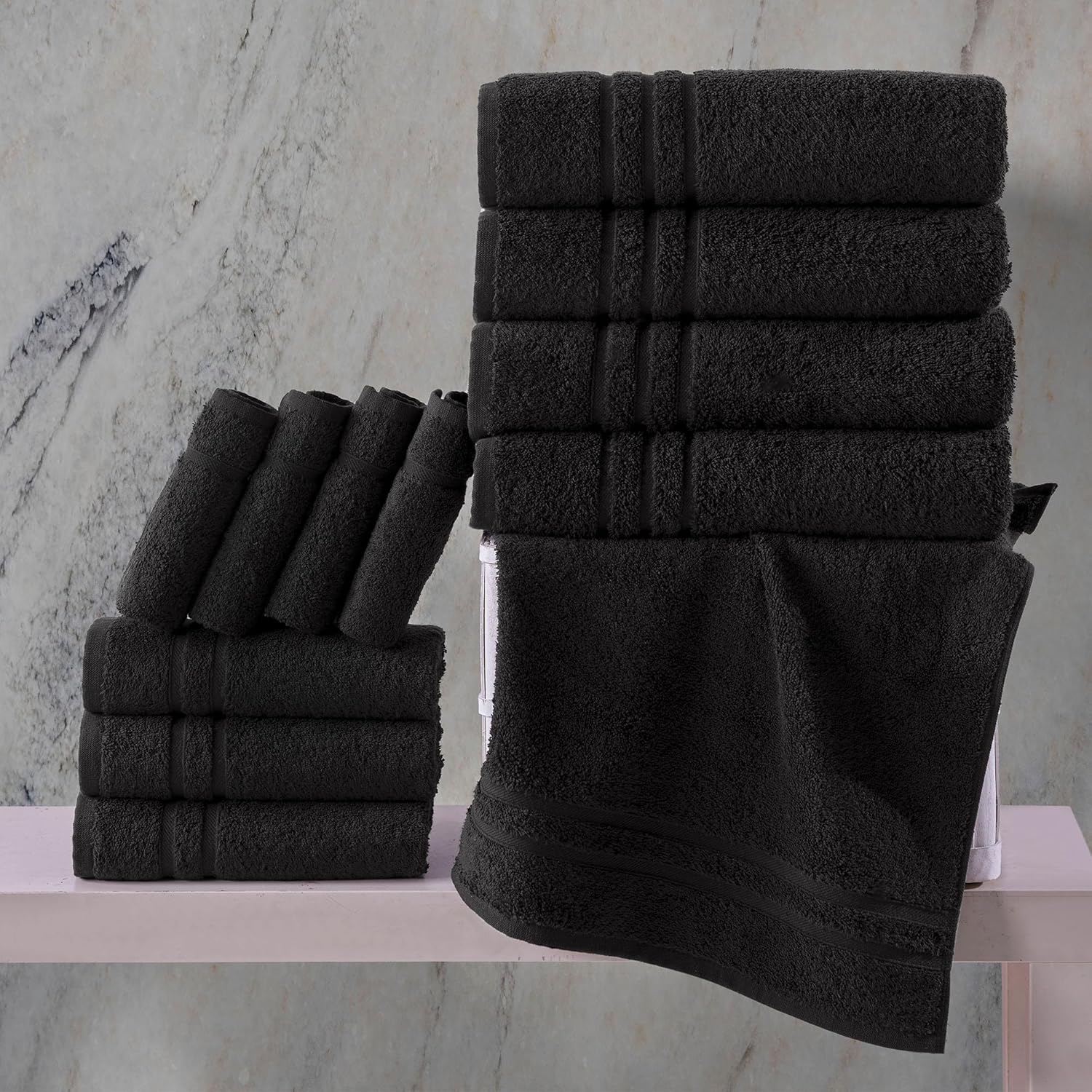 Hawmam Linen Black Bath Towels 4-Pack - 27x54