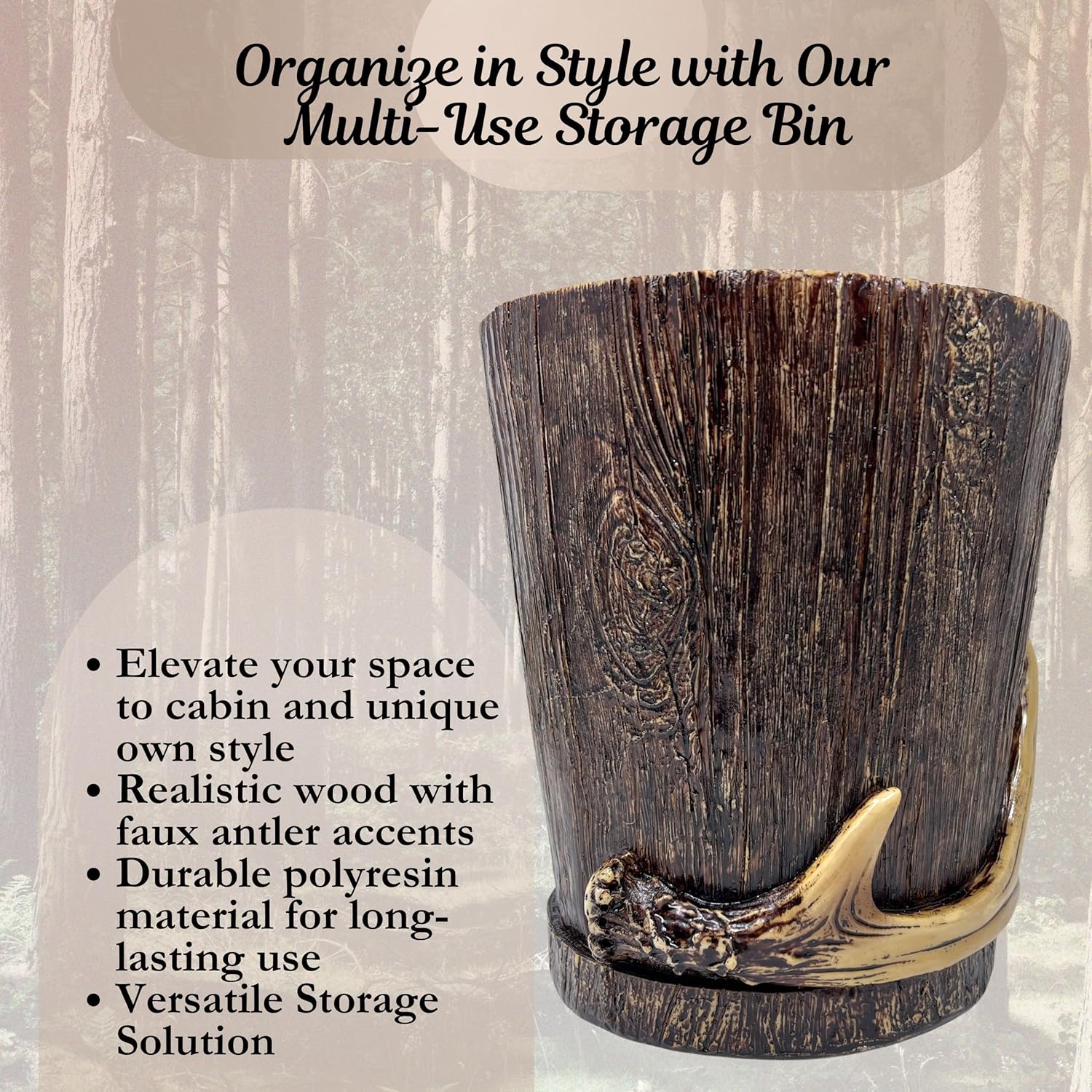 BestGiftEver Realistic Wood Faux Antler Wastebasket