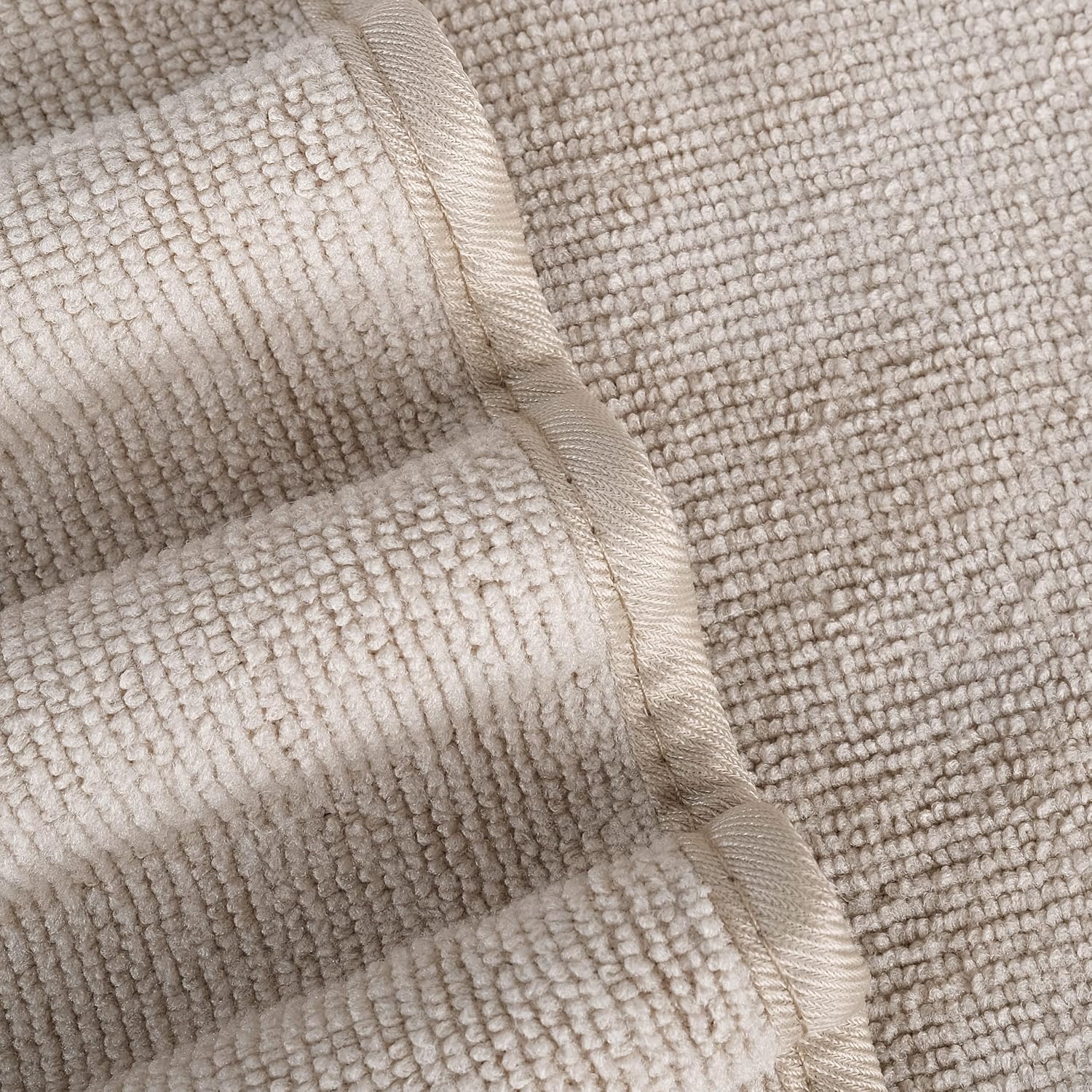 POLYTE 60 x 30 in Microfiber Bath Towel Set 6 Piece Beige