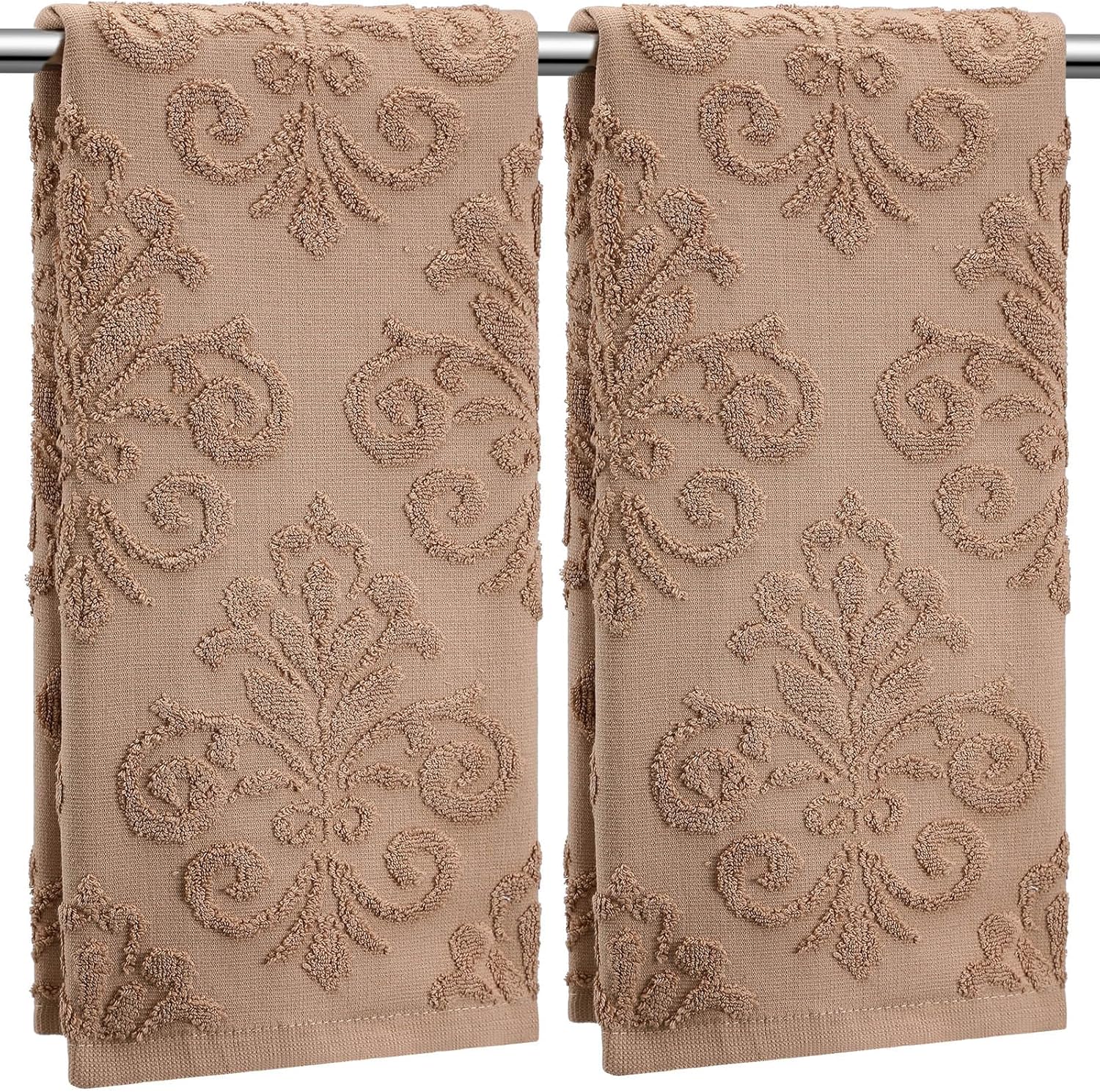 2 Pcs Floral Jacquard Hand Towels 137 x 295 Inch