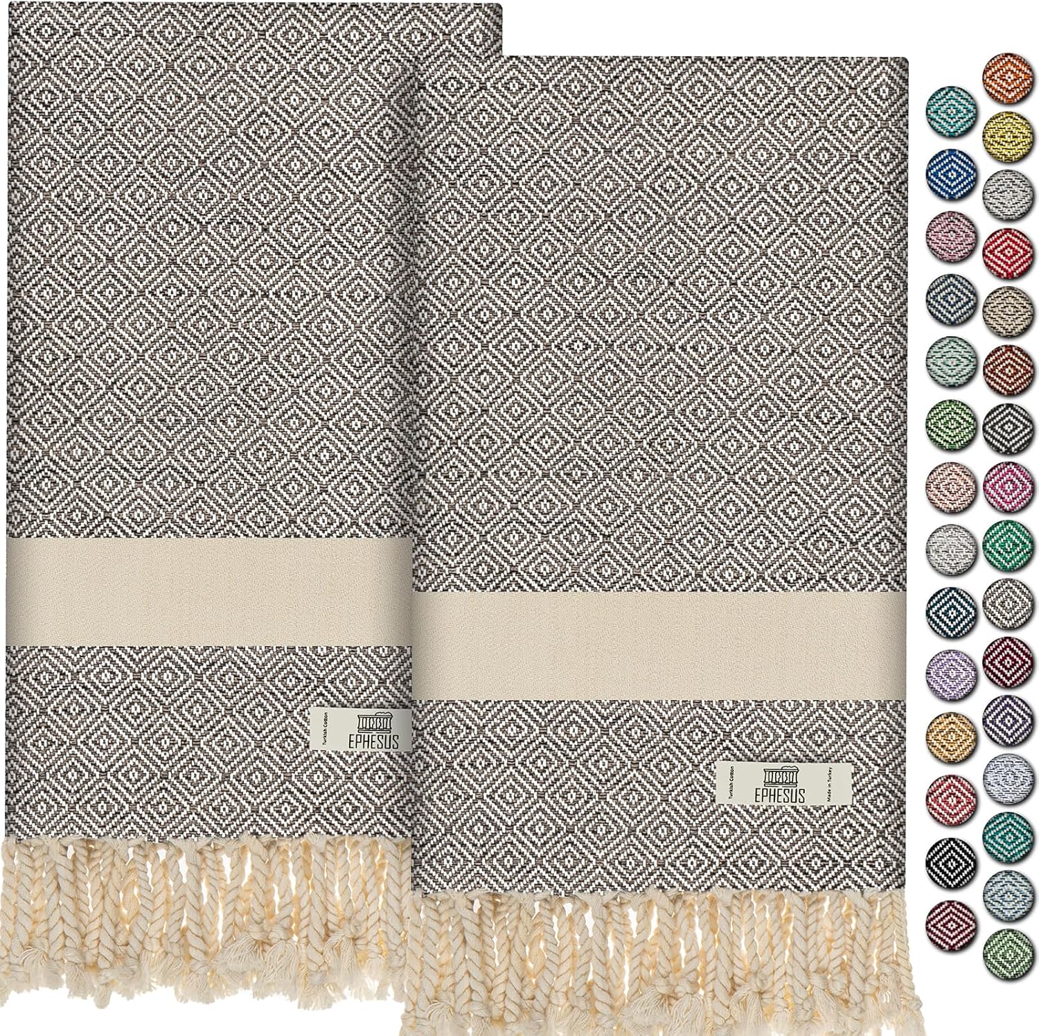 EPHESUS TOWELS - Luxury Turkish Hand Towels Set of 2