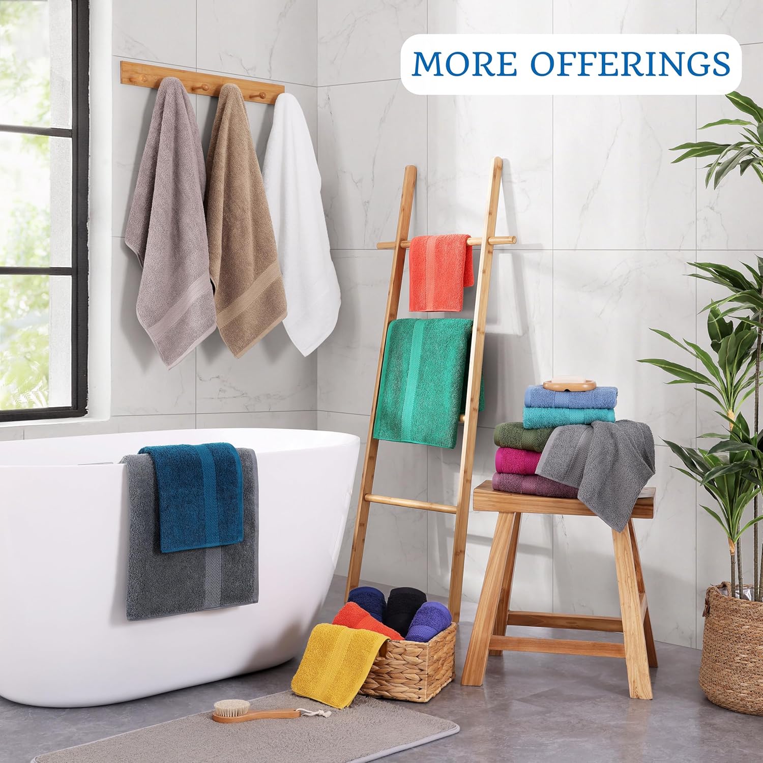 LANE LINEN 4 Pack Bath Towels - 28x54 Navy Blue 1