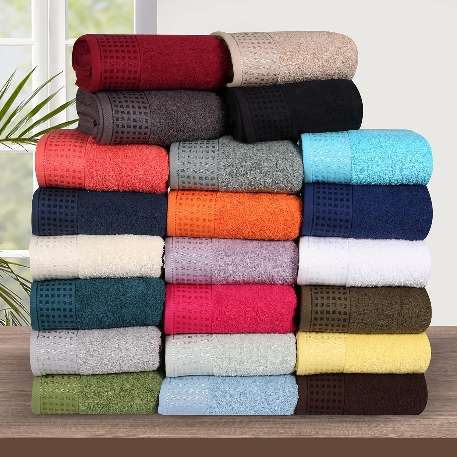 GLAMBURG 100 Cotton Towel Set 6 Pack Light Grey