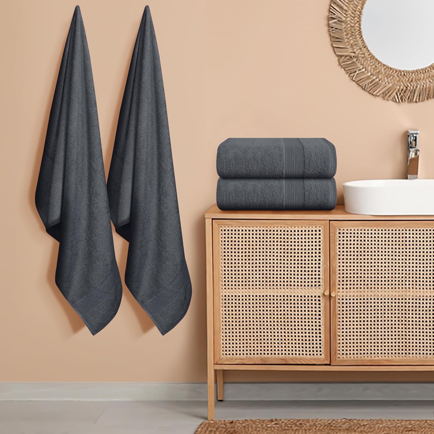 Belizzi Home 4 Pack Bath Towel Set Grey 27x54