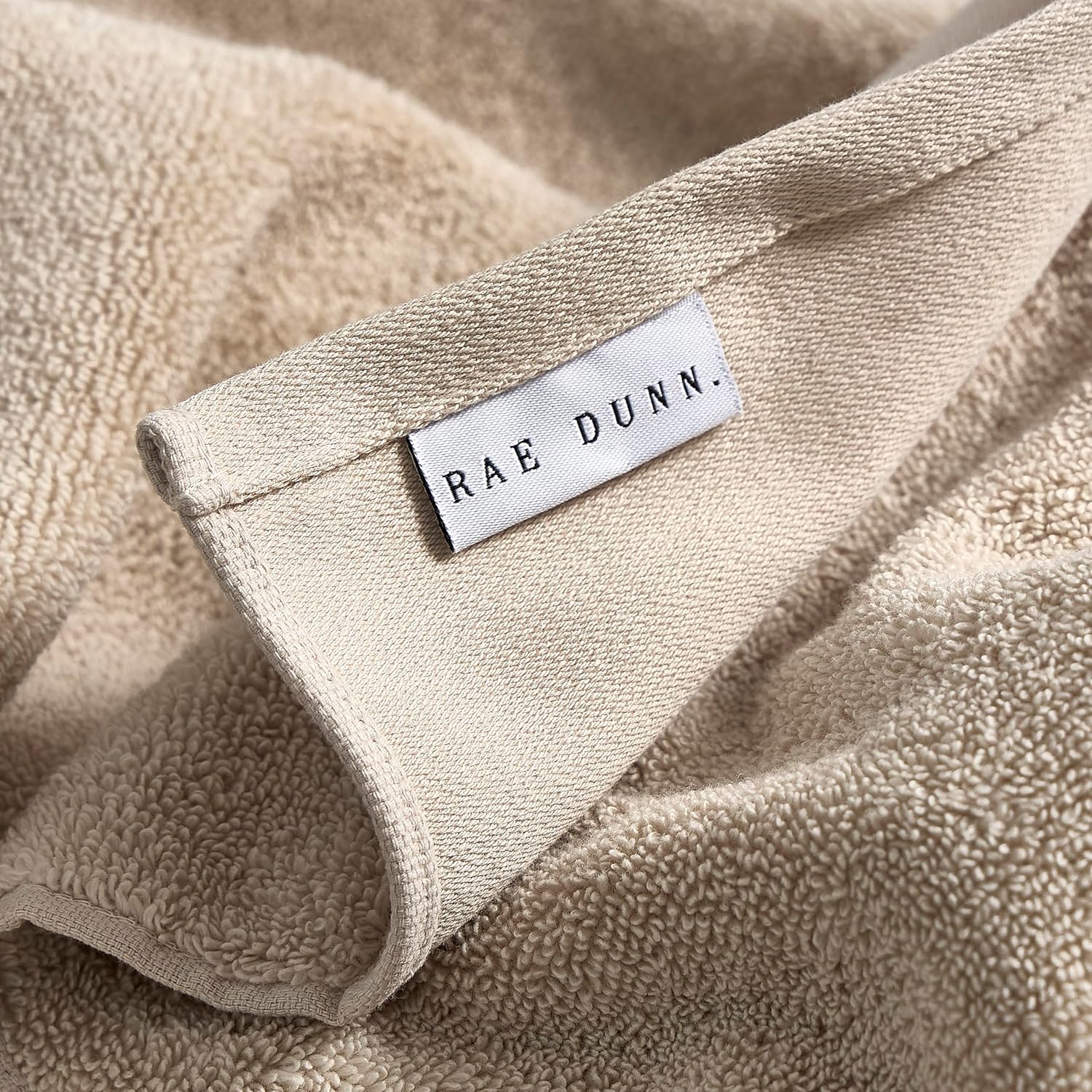 Rae Dunn 6-Piece Towel Set - Taupe and White 1