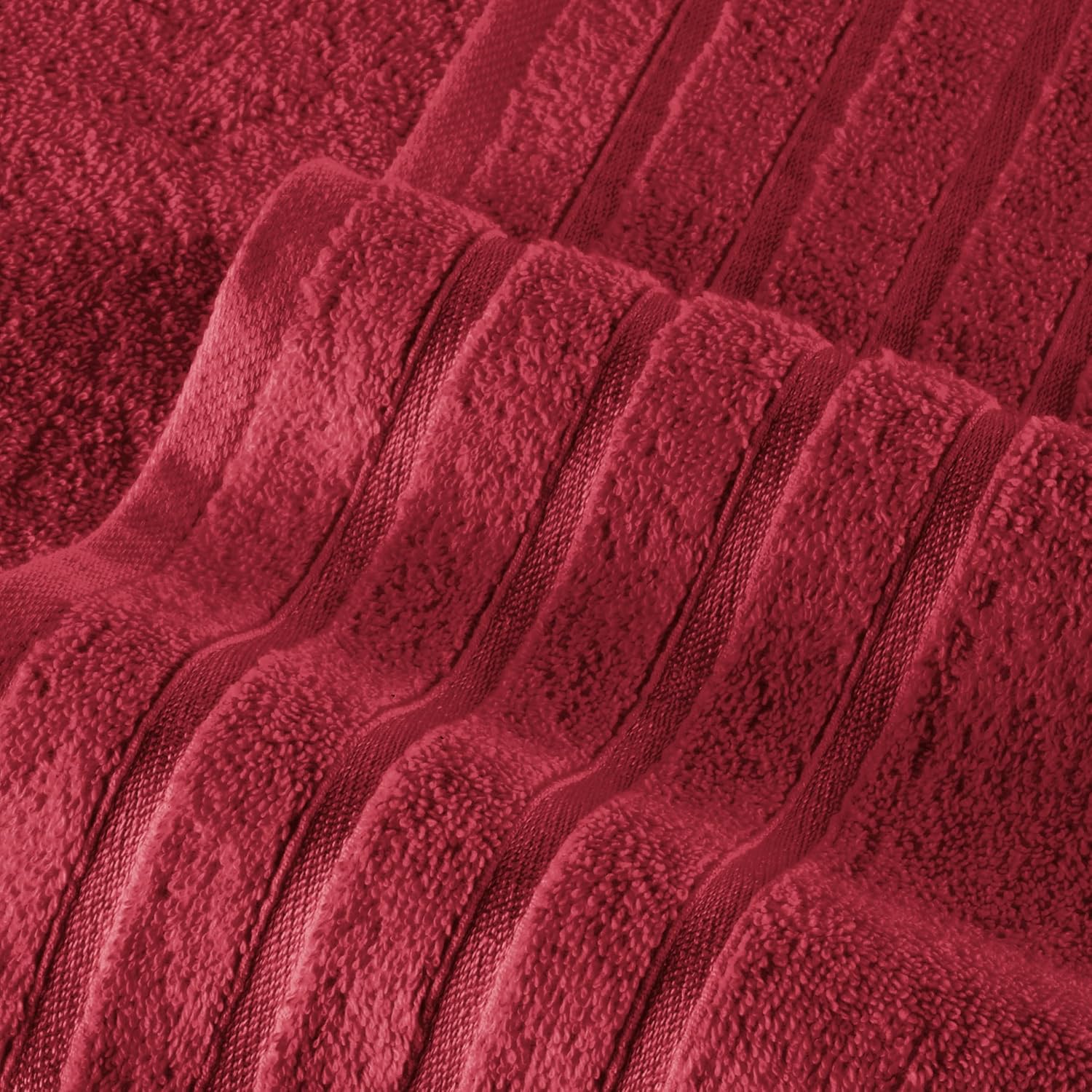 Elegant Comfort 4 Lines Viscose Stripe 6-Piece Towel Set - Burgundy 1