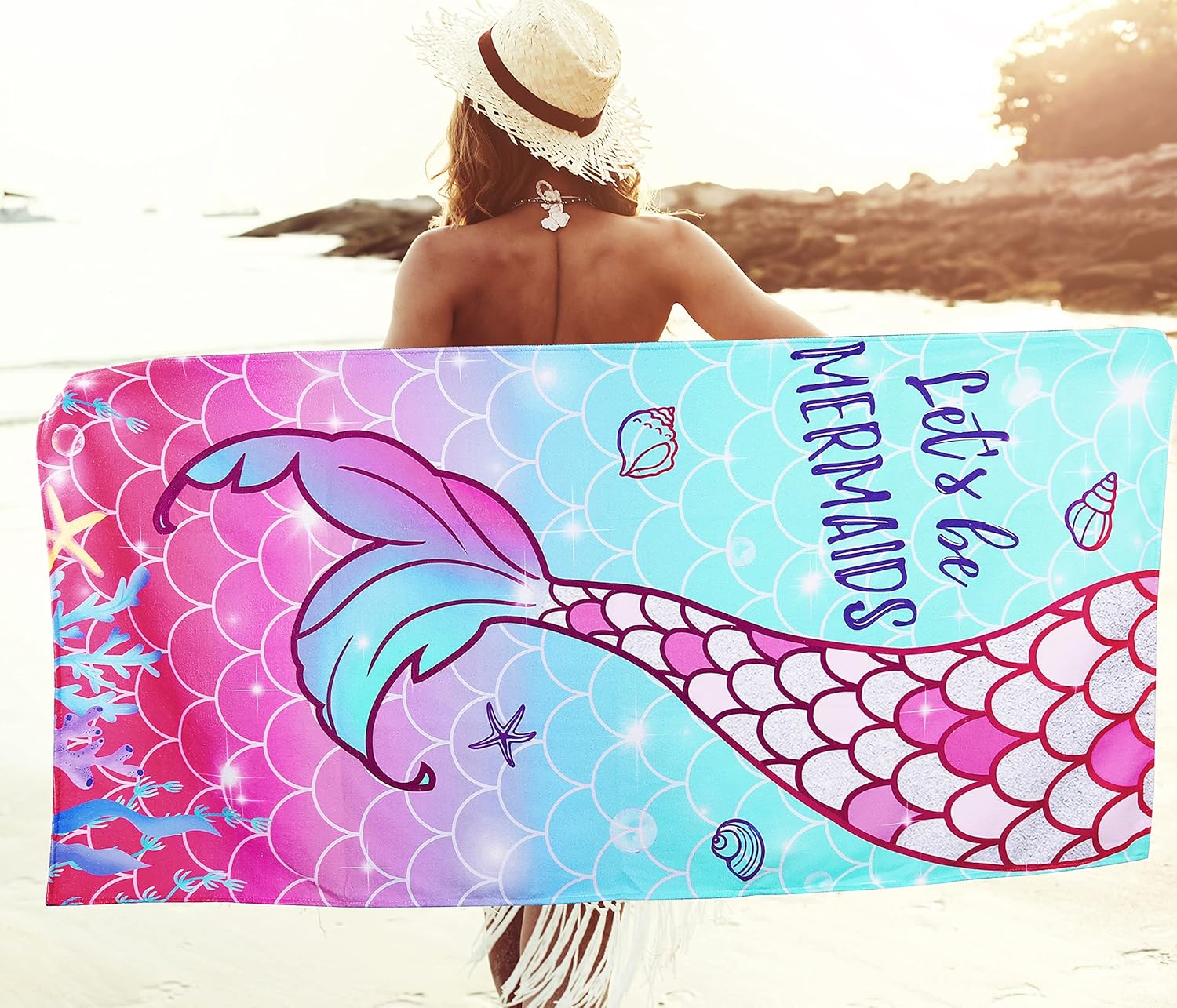 LIVILAN Mermaid Tail Beach Towel 30x60