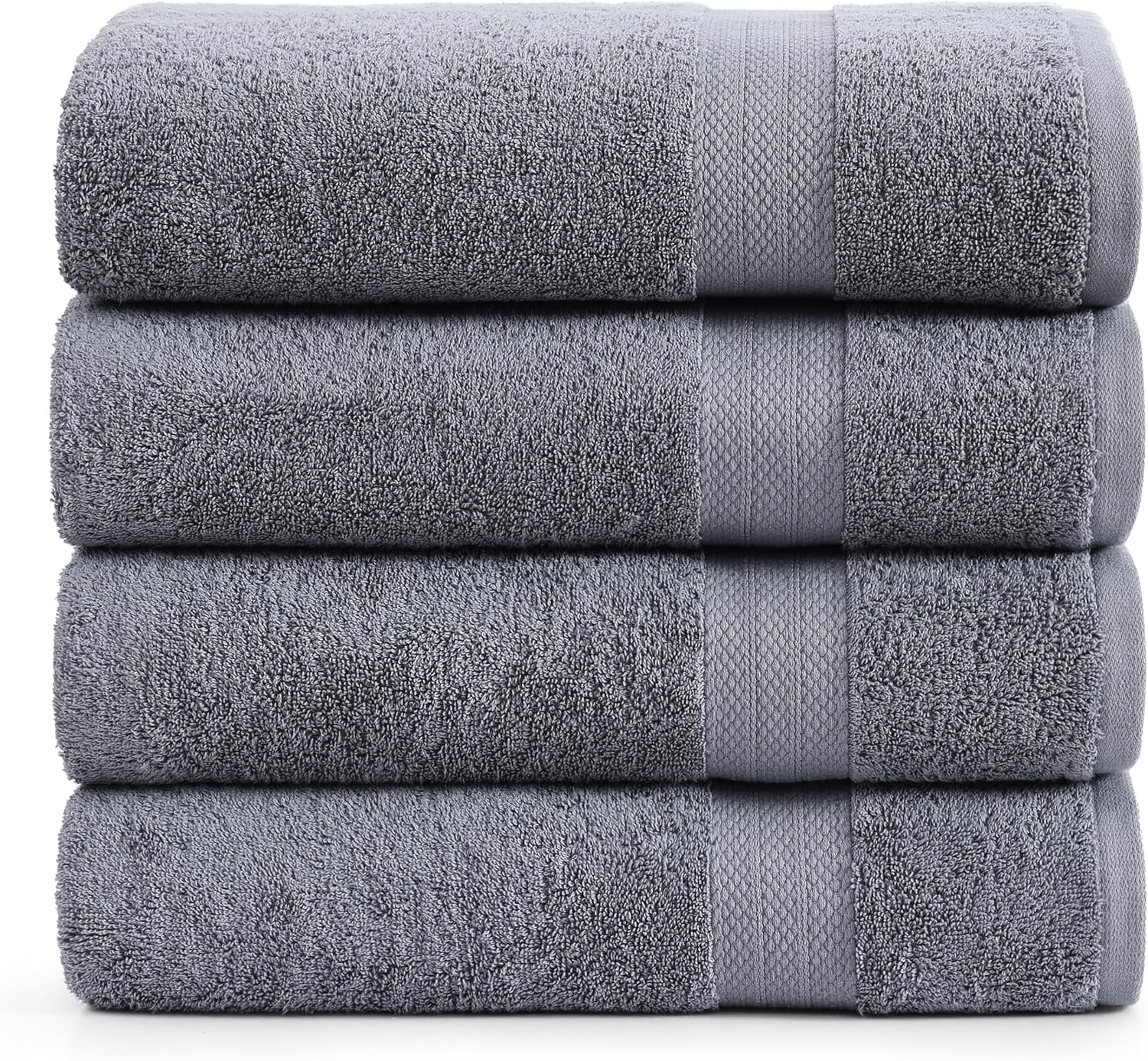 LANE LINEN 4-Piece Bath Towel Set - 100 Cotton 28x54 Cool Grey