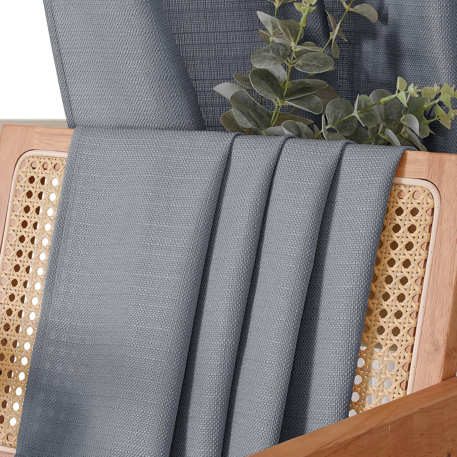 Chyhomenyc Dark Grey Faux Linen Curtains 30x30 2PCS