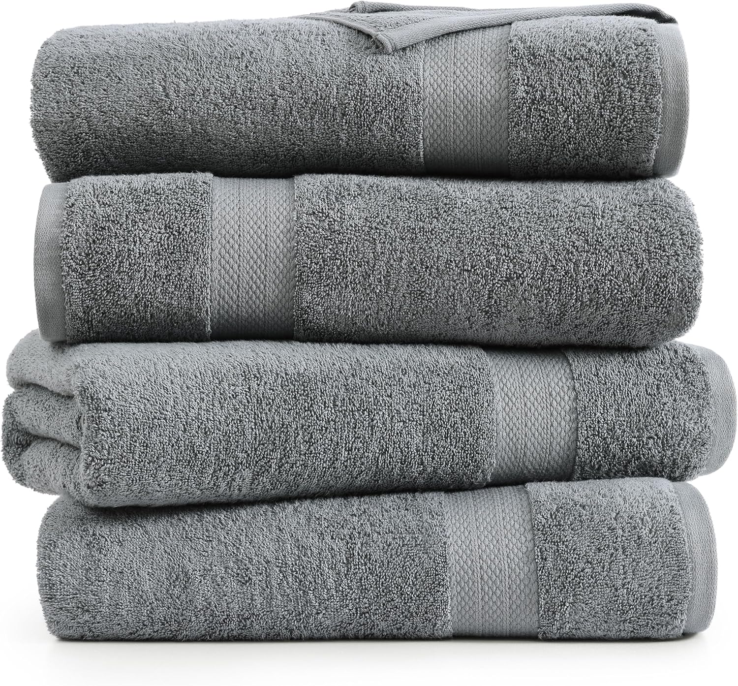LANE LINEN 4-Piece Bath Towel Set - 100 Cotton 28x54 Cool Grey