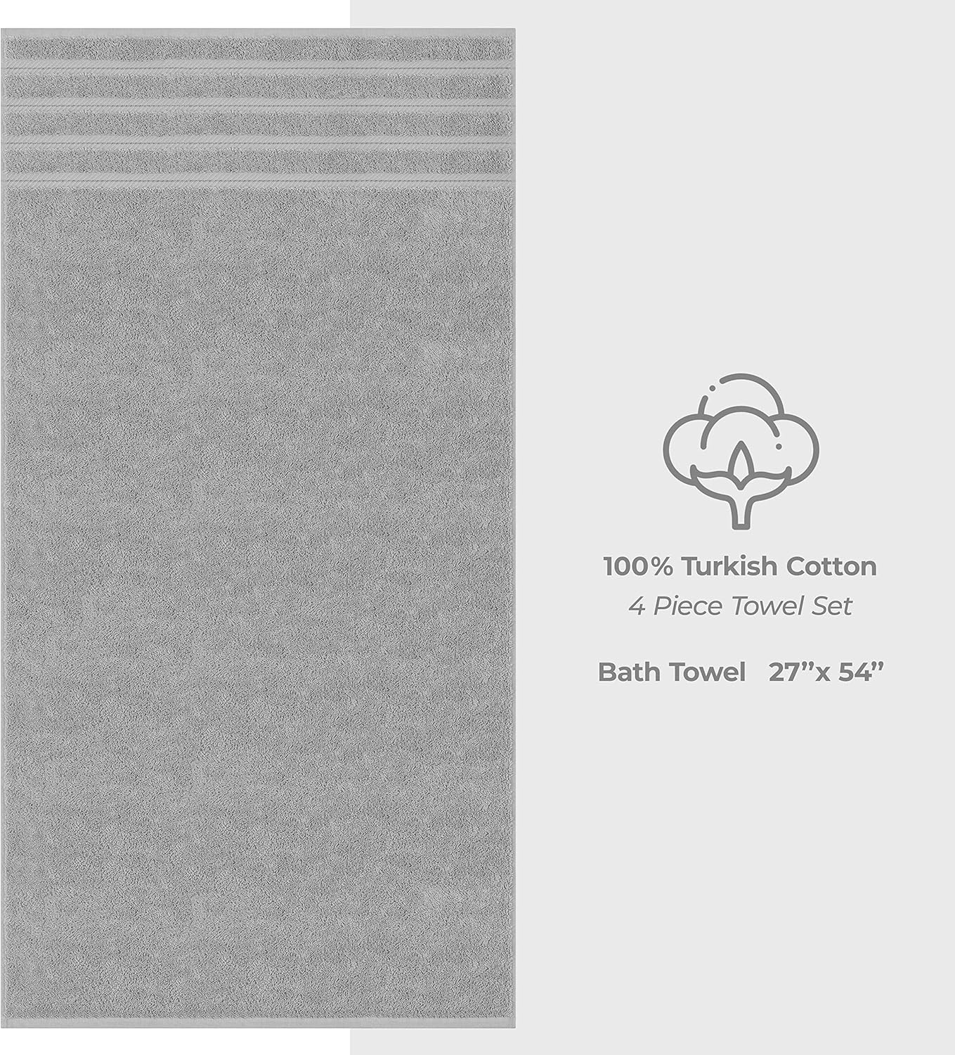 American Soft Linen 4 Piece Bath Towels with 20X34 Cotton Bath Mat