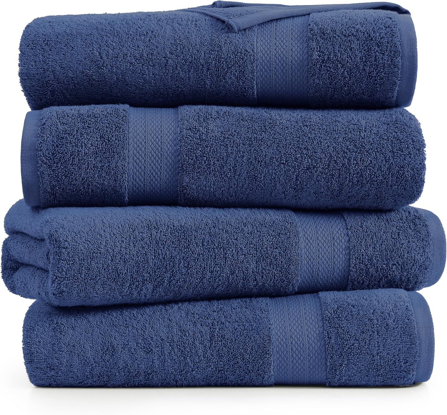 LANE LINEN 4 Pack Bath Towels - 28x54 Navy Blue 1