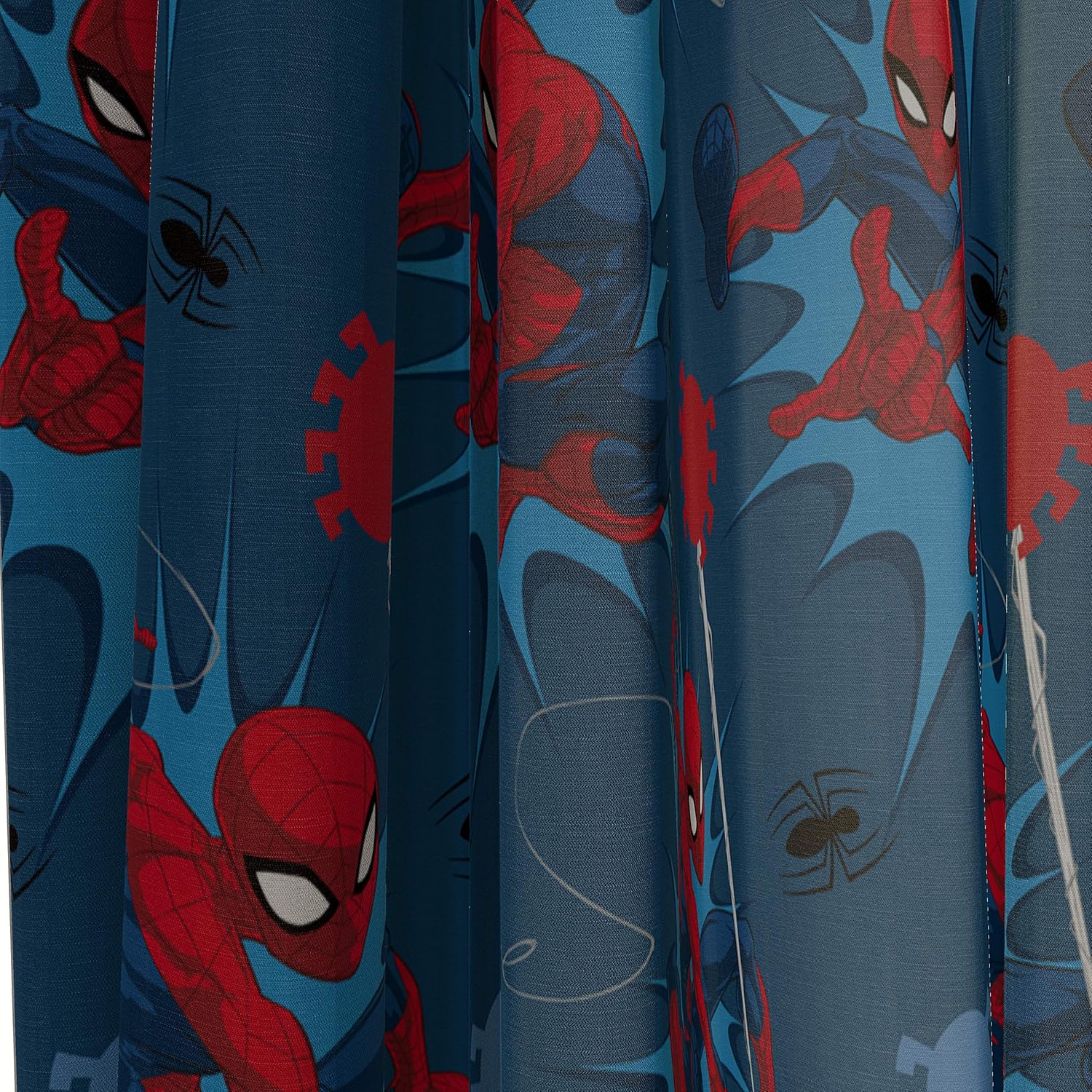 Jay Franco Spiderman Window Drapes - 4 Panels with Tiebacks 63 Inch Blue